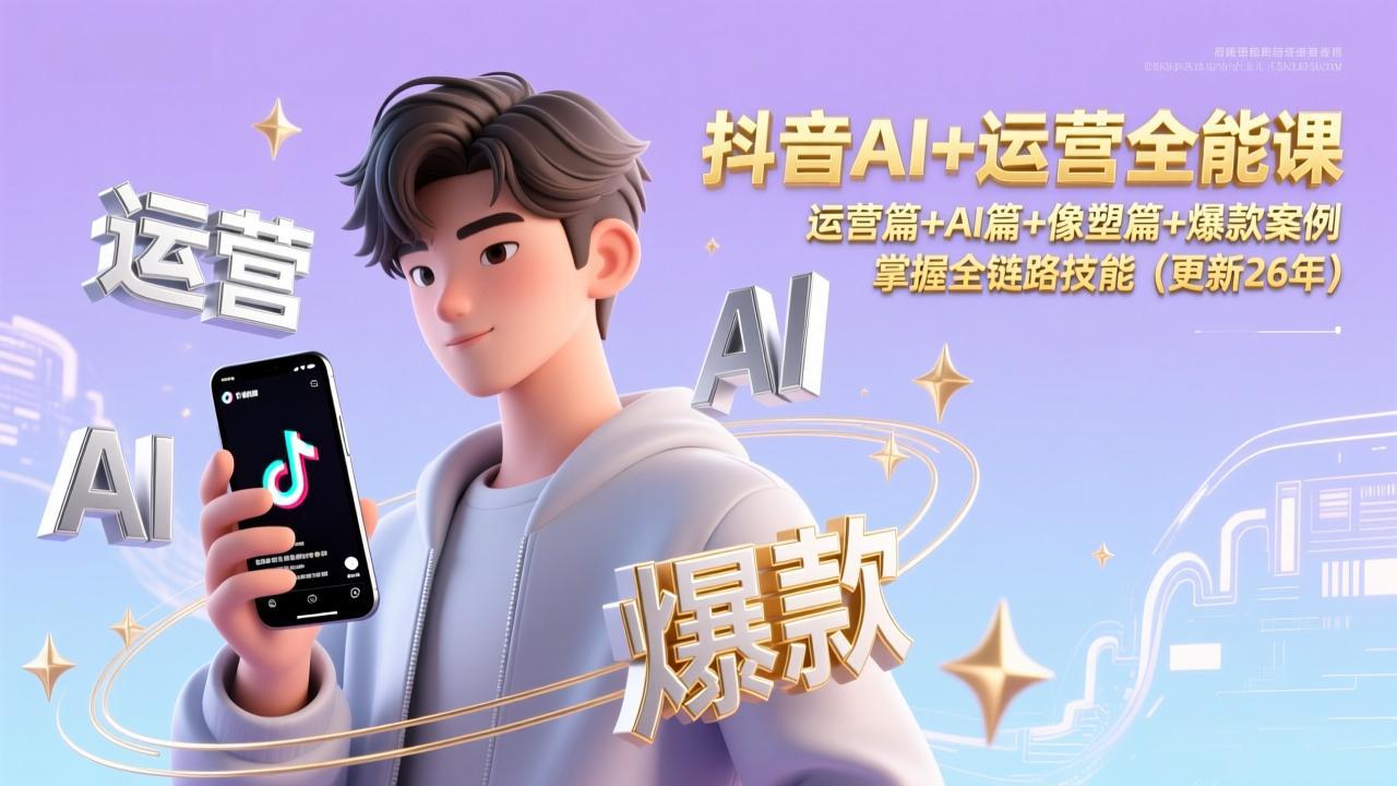 抖音AI+运营全能课，运营篇+AI篇+像塑篇+爆款案例，掌握全链路技能(更新26年-好耶资源