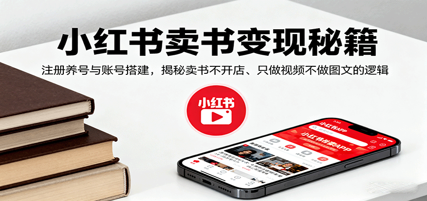 小红书卖书变现秘籍，注册养号与账号搭建，揭秘卖书不开店、只做视频不做图文的逻辑-好耶资源