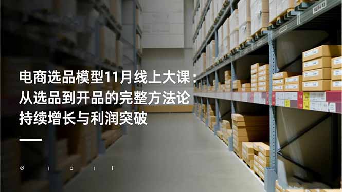 电商选品模型11月线上大课：从选品到开品的完整方法论 持续增长与利润突破-好耶资源