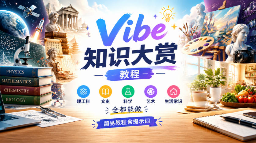 Vibe知识大赏教程,理工科、文史、科学、艺术、生活常识全都能做,简易教程含提示词-好耶资源