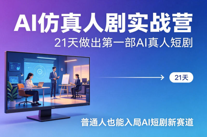 AI仿真人剧实战营，21天做出第一部AI真人短剧，普通人也能入局AI短剧新赛道-好耶资源