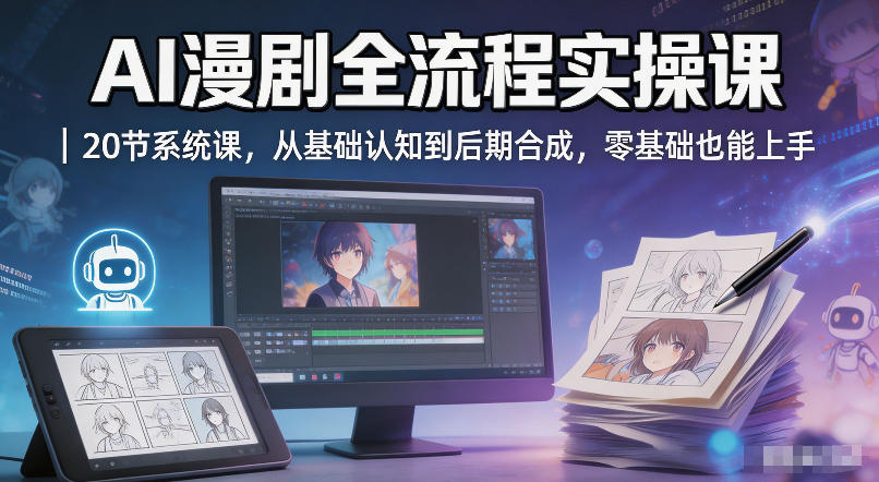 AI漫剧全流程实操课｜20节系统课，从基础认知到后期合成，零基础也能上手-好耶资源