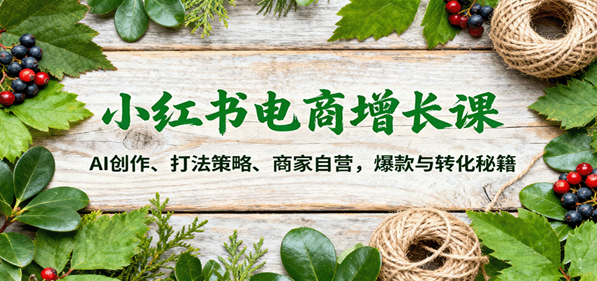 小红书电商增长课：AI创作、打法策略、商家自营，爆款与转化秘籍-好耶资源