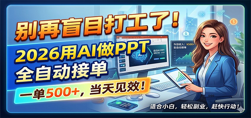 别再盲目打工了！2026用AI做PPT全自动接单，一单5张+，当天见效！-好耶资源