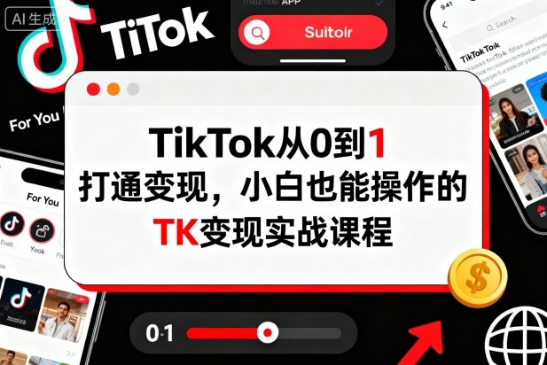 TikTok从0到1打通变现，小白也能操作的TK变现实战课程-好耶资源