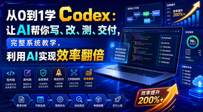从0到1学Codex:让AI帮你写、改、测、交付,完整系统教学,利用AI实现效率翻倍-好耶资源