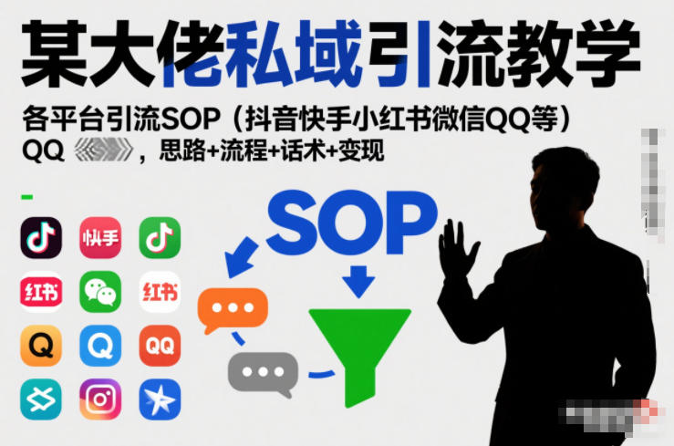 某大佬私域引流教学,各平台引流SOP(抖音快手小红书微信QQ等),思路+流程+话术+变现(更新0708)-好耶资源