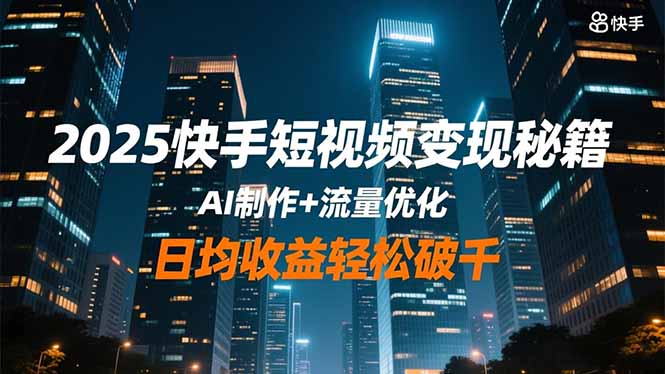 2025快手短视频变现秘籍，AI制作+流量优化，日均收益轻松破千-好耶资源