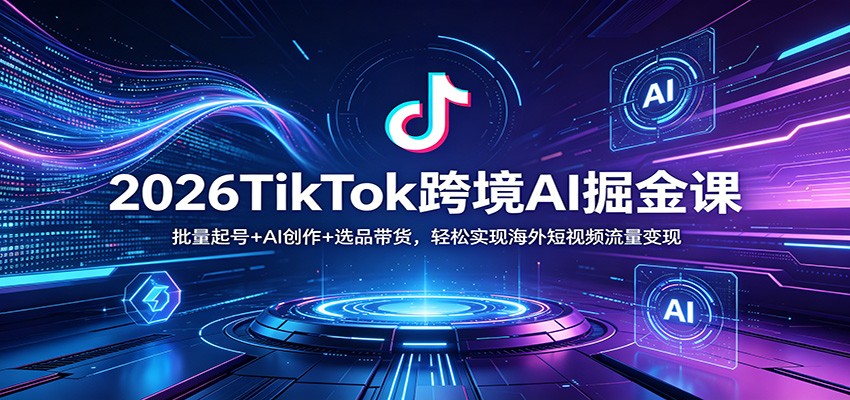 2026TikTok跨境AI掘金课：批量起号+AI创作+选品带货，轻松实现海外短视频流量变现-好耶资源