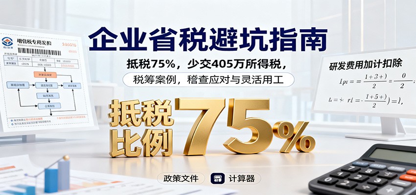 企业省税避坑指南：抵税75%，少交405万所得税，税筹案例，稽查应对与灵活用工-好耶资源