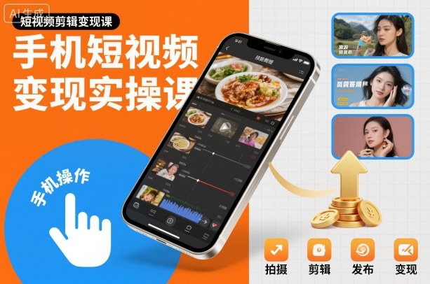 手机短视频变现实操课，短视频剪辑变现课-好耶资源