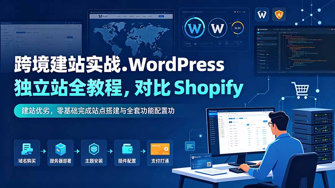 跨境建站实战：WordPress 独立站全教程，对比 Shopify 建站优劣，零基础完成站点搭建与全套功能配置-好耶资源