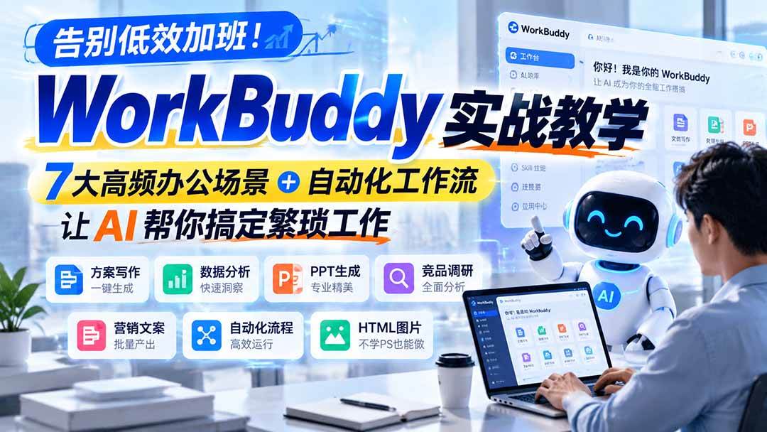 (21115期)告别低效加班!WorkBuddy实战教学,7大高频办公场景+自动化工作流,让AI帮你搞定繁琐工作-好耶资源