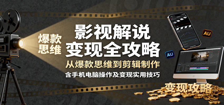 影视解说变现全攻略：从爆款思维到剪辑制作，含手机电脑操作及变现实用技巧-好耶资源