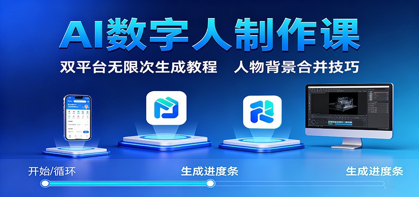 AI数字人制作课：双平台无限次生成教程，人物背景合并技巧-好耶资源