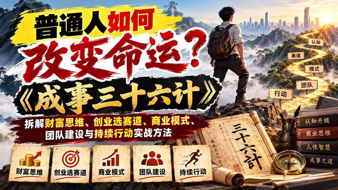(21130期)普通人如何改变命运?《成事三十六计》拆解财富思维、创业选赛道、商业模式、团队建设与持续行动实战方法-好耶资源