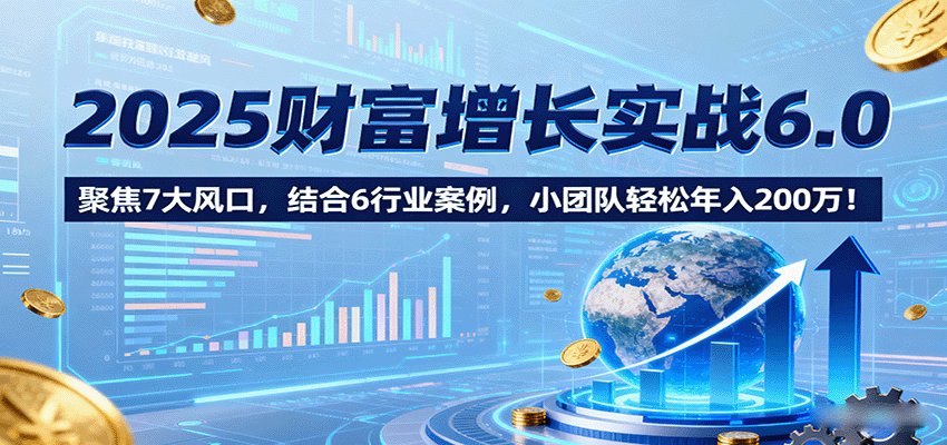 2025财富增长实战6.0，聚焦7大风口，结合6行业案例，小团队轻松年入200万！-好耶资源