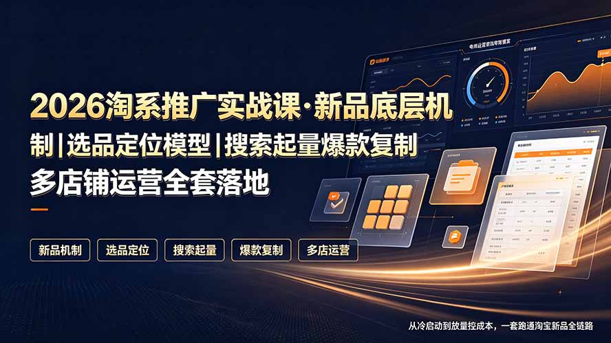2026淘系推广实战课·新品底层机制|选品定位模型|搜索起量爆款复制多店铺运营全套落地教程-好耶资源