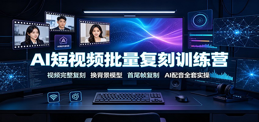 AI短视频批量复刻训练营：视频完整复刻，换背景模型、首尾帧复制、AI配音全套实操-好耶资源
