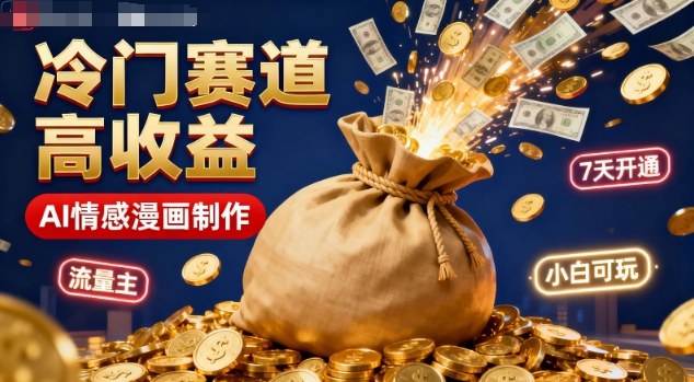 公众号冷门赛道，用AI做情感漫画，7天开通流量主，操作简单，小白可玩-好耶资源