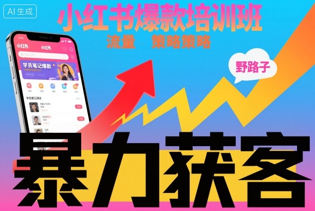 小红书爆款培训班，小红书获客野路子流量打法，暴力持续获客-好耶资源