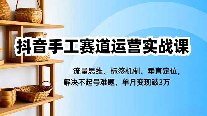 抖音手工赛道运营实战课，流量思维、标签机制、垂直定位，解决不起号难题，单月变现破3万-好耶资源