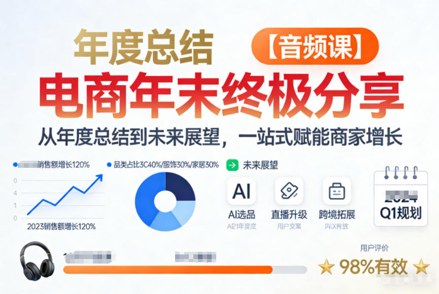 电商年未终极分享，从年度总结到未来展望，一站式赋能商家增长【音频课】-好耶资源