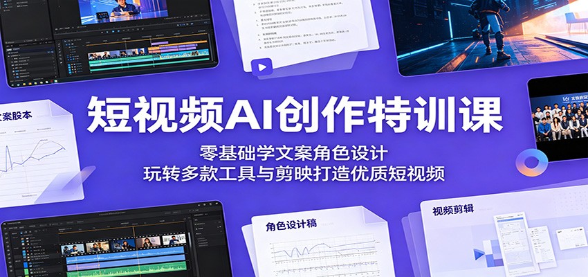 短视频AI创作特训课：零基础学文案角色设计，玩转多款工具与剪映打造优质短视频-好耶资源