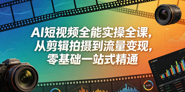 AI短视频全能实操全课，从剪辑拍摄到流量变现，零基础一站式精通-好耶资源