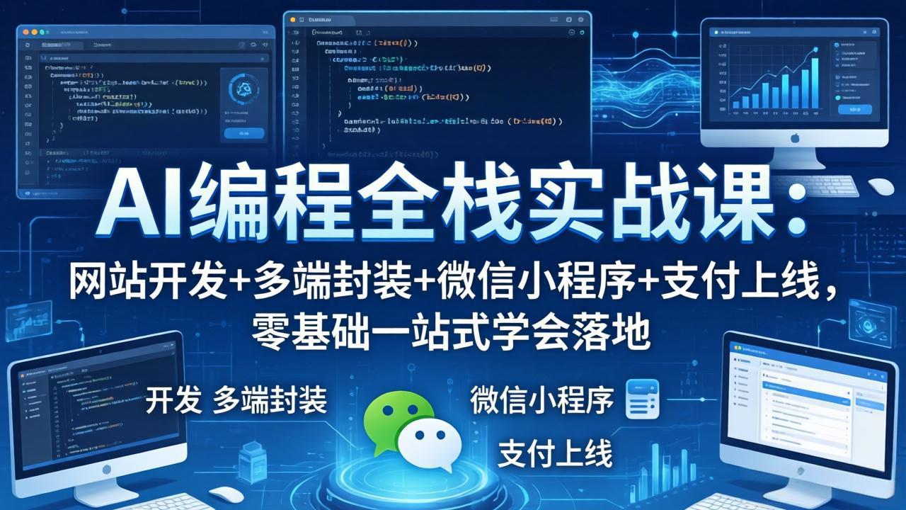 AI编程全栈实战课：网站开发+多端封装+微信小程序+支付上线，零基础一站式学会落地-好耶资源