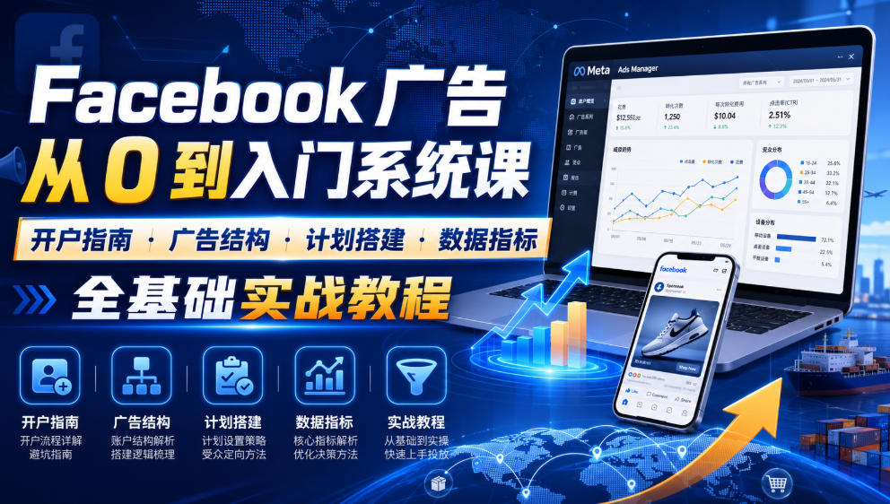Facebook广告新手从0到入门系统课|开户指南・广告结构・计划搭建・数据指标全基础实战教程-好耶资源