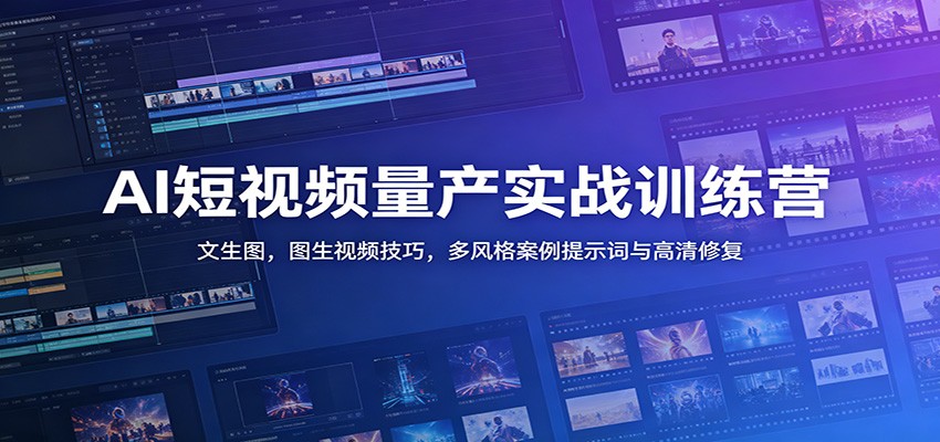 AI短视频量产实战训练营：文生图，图生视频技巧，多风格案例提示词与高清修复-好耶资源