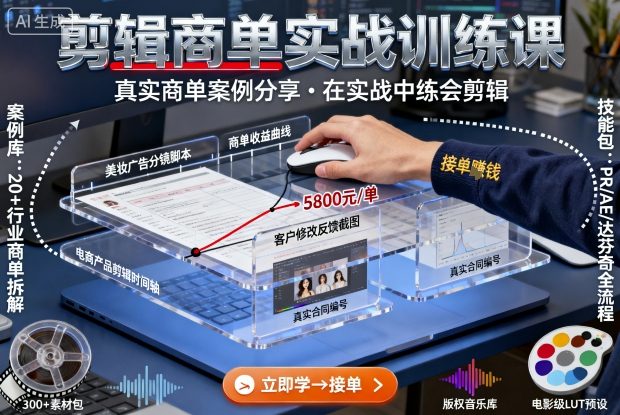 剪辑商单实战训练课，真实商单案例分享，在实战中练会剪辑-好耶资源