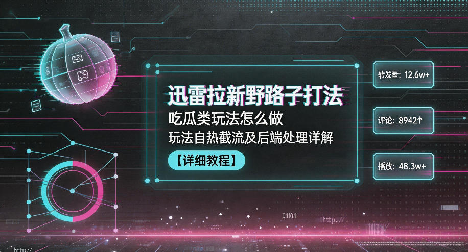 迅雷拉新野路子打法，吃瓜类玩法怎么做，玩法自热截流及后端处理详解-好耶资源