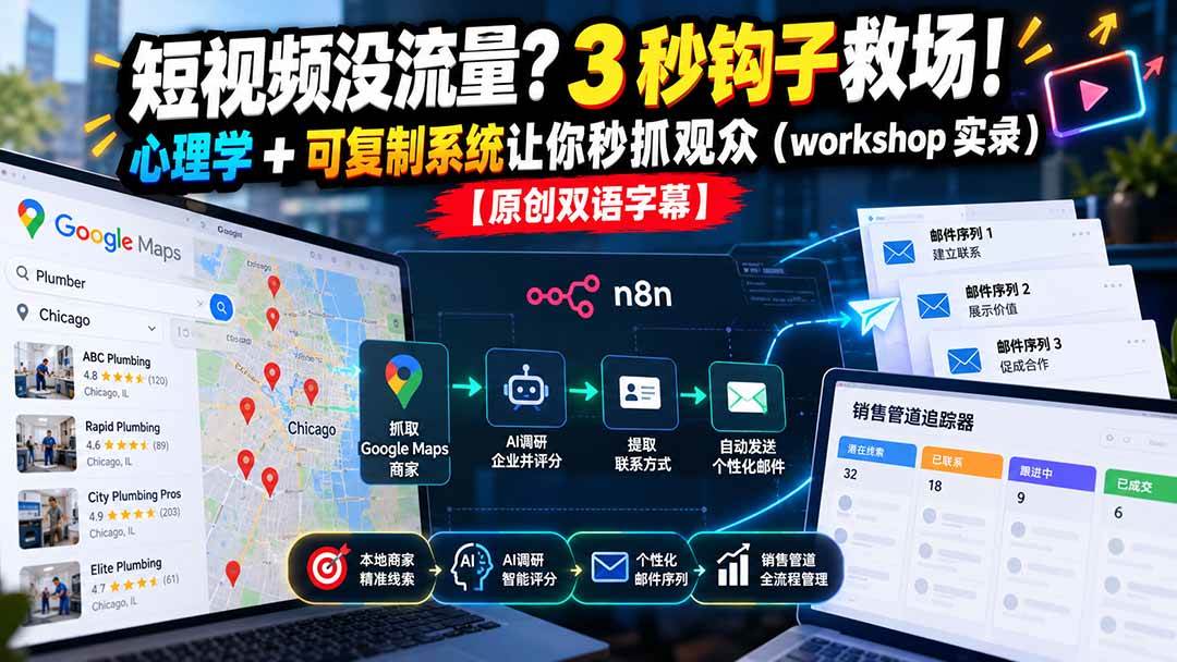 (21043期)短视频没流量?3 秒钩子救场!心理学 + 可复制系统让你秒抓观众(workshop 实录)【原创双语字幕】-好耶资源
