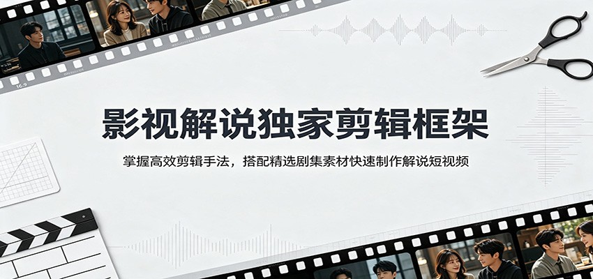 影视解说独家剪辑框架：掌握高效剪辑手法，搭配精选剧集素材快速制作解说短视频-好耶资源