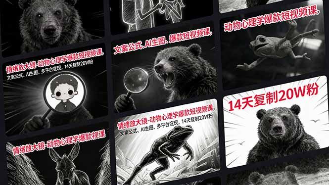 情绪放大镜-动物心理学爆款短视频课，文案公式、AI生图、多平台变现，14天复制20W粉-好耶资源