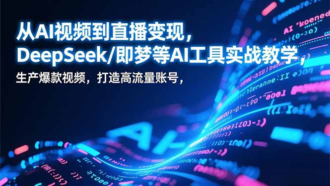 从AI视频到直播变现,DeepSeek/即梦等AI工具实战教学,生产爆款视频,打造高流量账号-好耶资源