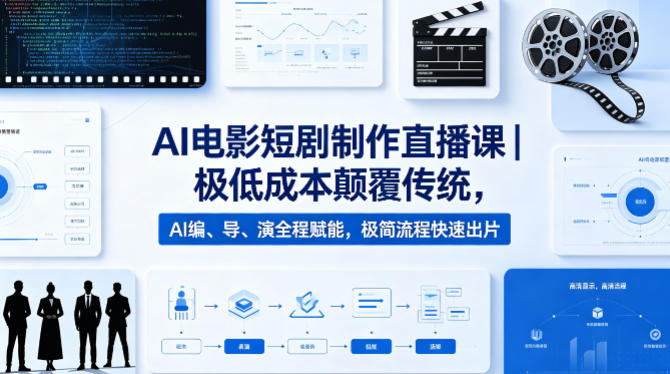 AI电影短剧制作直播课｜极低成本颠覆传统，AI编、导、演全程赋能，极简流程快速出片-好耶资源