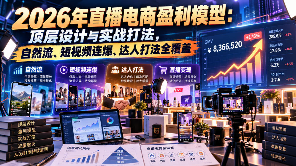 2026年直播电商盈利模型:顶层设计与实战打法,自然流、短视频连爆、达人打法全覆盖-好耶资源