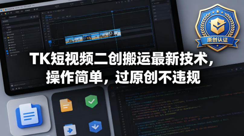 TK短视频二创搬运最新技术，操作简单，过原创不违规-好耶资源