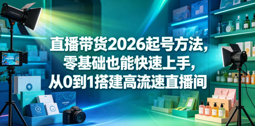 直播带货2026起号方法，零基础也能快速上手，从0到1搭建高流速直播间-好耶资源