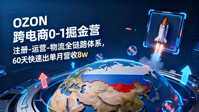 OZON跨境电商0-1掘金营：注册-运营-物流全链路体系，60天快速出单月营收8w-好耶资源