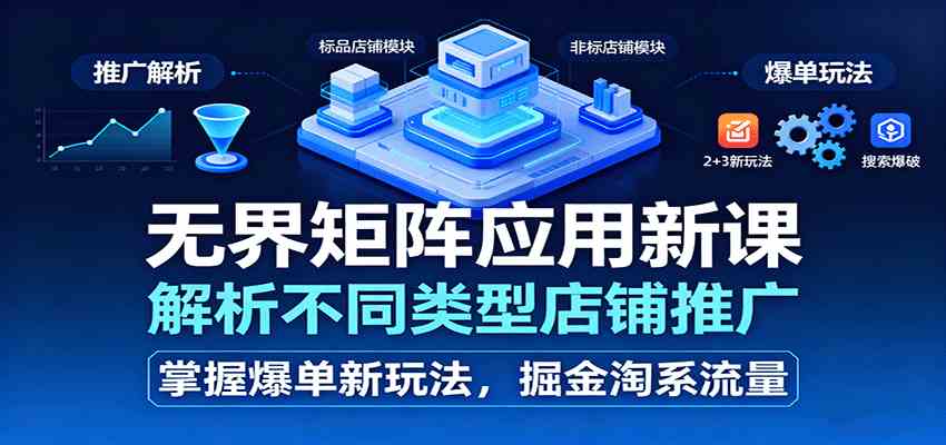 无界矩阵应用新课，解析不同类型店铺推广，掌握爆单新玩法，掘金淘系流量-好耶资源