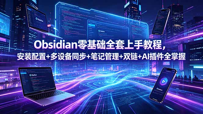 Obsidian零基础全套上手教程,安装配置+多设备同步+笔记管理+双链+AI插件全掌握-好耶资源