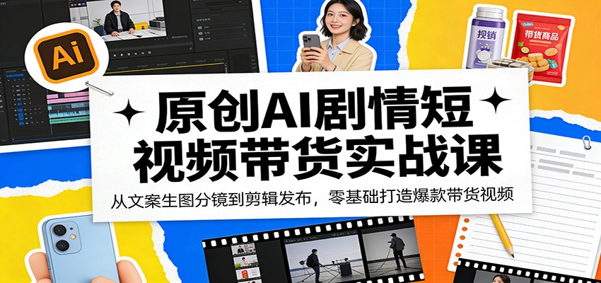 原创AI剧情短视频带货实战课:从文案生图分镜到剪辑发布,零基础打造爆款带货视频-好耶资源