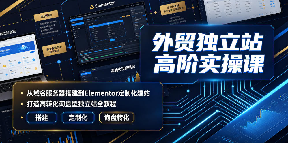 外贸独立站高阶实操课｜从域名服务器搭建到Elementor定制化建站，打造高转化询盘型独立站全教程-好耶资源
