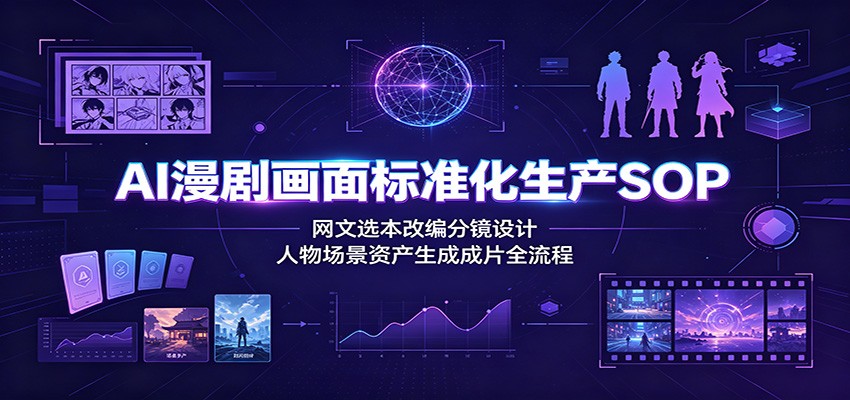 AI漫剧画面标准化生产SOP：网文选本改编分镜设计，人物场景资产生成成片全流程-好耶资源