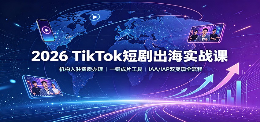 2026 TikTok短剧出海实战课：机构入驻资质办理，一键成片工具，IAA/IAP双变现全流程-好耶资源