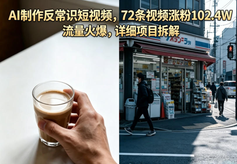 AI制作反常识短视频，72条视频涨粉102.4W，流量火爆，详细项目拆解-好耶资源